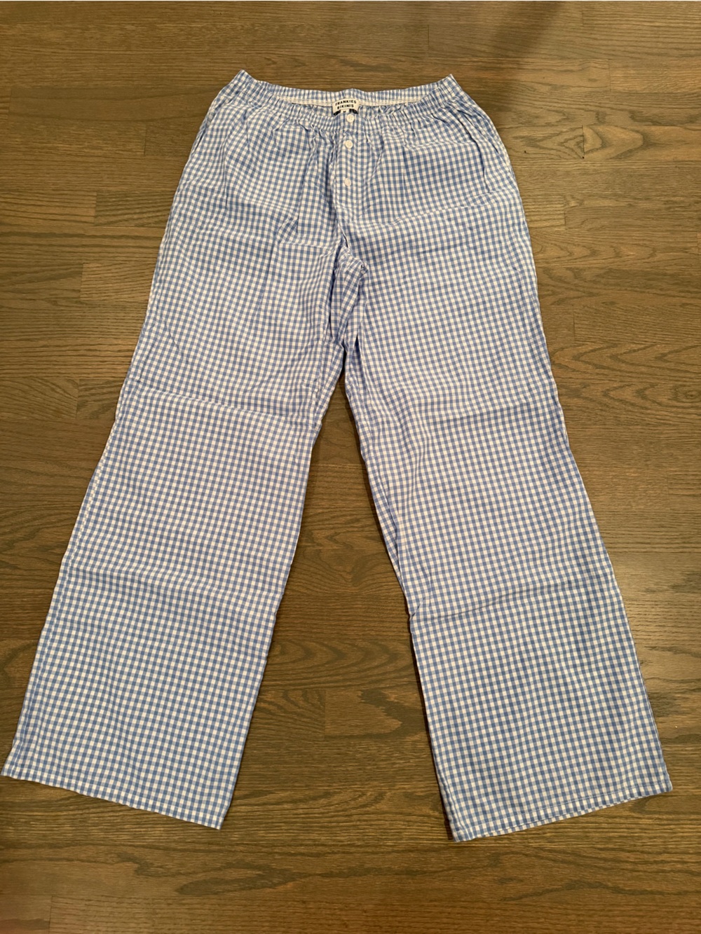 NWOT Frankie's Bikinis Light Blue Gingham Pants